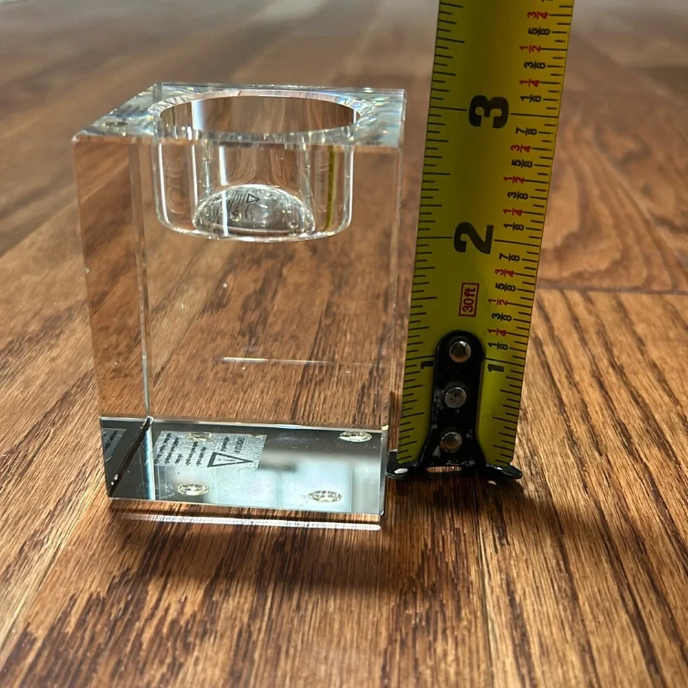 Restoration Hardware Transparent Block Candle Holder